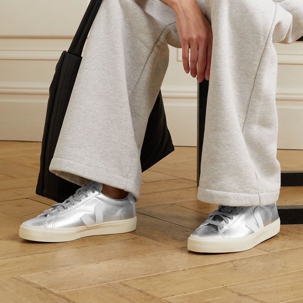 Veja Campo Bicolor Silver White Metallic Low-Top Sneakers 8